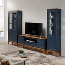 Ver imagem 3 de Rack para TV 65 Polegadas Madeira Maciça 2 Portas 1 Gaveta Rústico 149cm Azul Petróleo - Apaixone & Decore