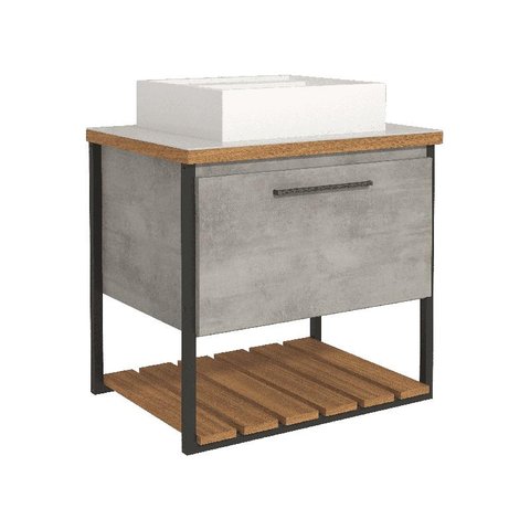 Gabinete de Banheiro Vitta com Cuba 60cm Cimento - Mgm