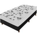 Ver imagem 1 de Cama Box Preta + Colchão Solteiro Florencia Branco Espuma D28 Liso 88x188x51cm