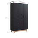 Ver imagem 3 de Guarda-Roupa Infantil 3 Portas e 2 Gavetas 100% MDF Alice Preto/Louro Freijó Grann