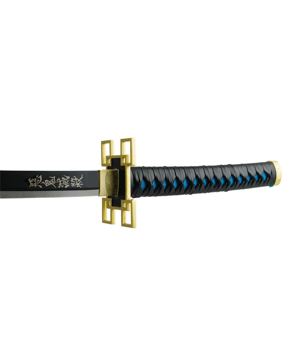 Espada Decorativa Lâmina Preta Guarda Dourada Japonesa Katana 100cm - 3