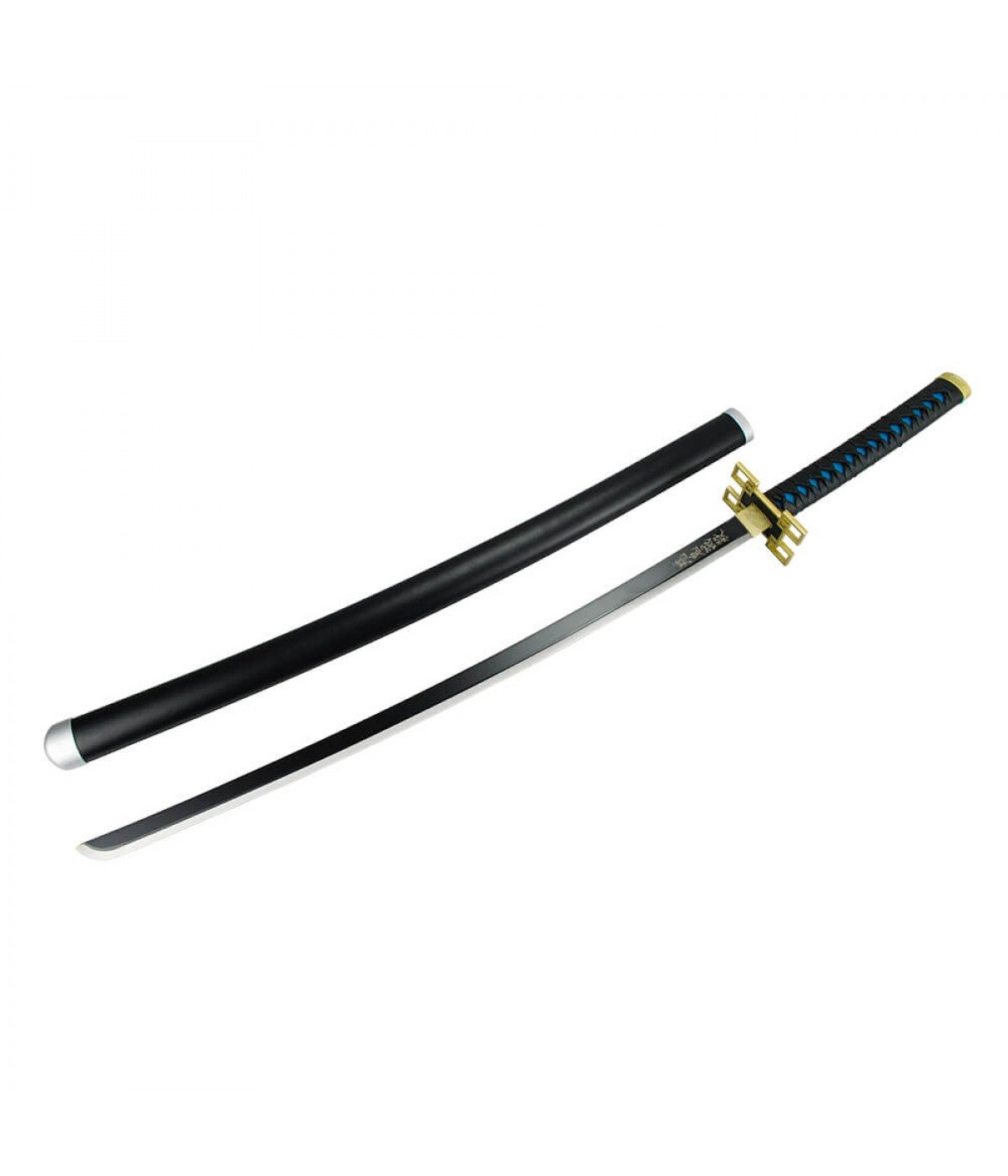Espada Decorativa Lâmina Preta Guarda Dourada Japonesa Katana 100cm - 1
