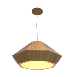 Lustre Pendente Facetado Diamante 72x32cm 3xE27 Madeira - Freijó