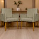 Ver imagem 2 de Kit 4 Poltronas Decorativas Mari Suede Pé Palito 30cm Castanho