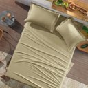 Ver imagem 1 de Jogo de Cama Solteiro 3 Peças Toque Acetinado Bege Tan