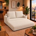 Ver imagem 2 de Sofá Cama Casal Colchão 1,50m com Porta Copos Balaqui Decor Cor:Bege