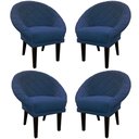 Ver imagem 1 de Kit 4 Cadeiras Sala de Estar Liz Veludo Azul Marinho