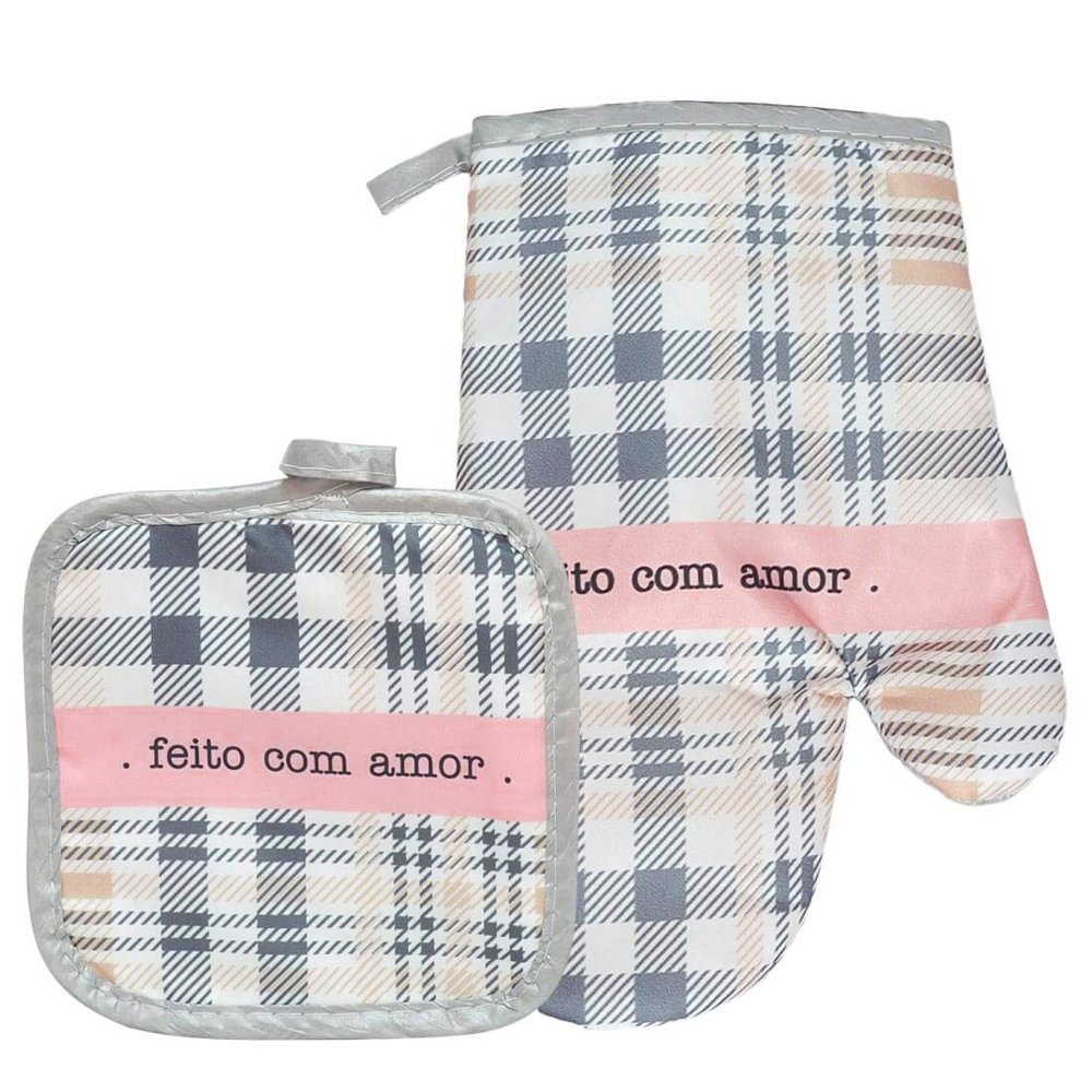 Luva Térmica para Cozinha Com Descanso de Panela Feito com Amor - 1
