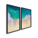 Ver imagem 2 de Quadro Decorativo Paisagem Praia Maré Alta com 2 Telas de Parede para Sala Quarto Escritório 60cm x Com Vidro