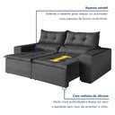 Ver imagem 3 de Sofa Retratil e Reclinavel Monaco 196cm Kc Rei de Casa Veludo Cinza