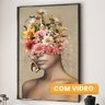 Quadro Decorativo Coroa de Flores com 1 Tela Cm ou Cm de Parede para Escritório Banheiro Hall 60cm X Com Vidro - 2
