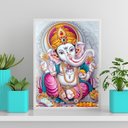Ver imagem 1 de Quadro Elefante Ganesha Baby 24x18cm - com Vidro:madeira Branca