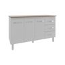 Balcão Gabinete Armário Cozinha Carine Branco com Tampo Tampão 140 Cm Mobília Decor Savana - 1