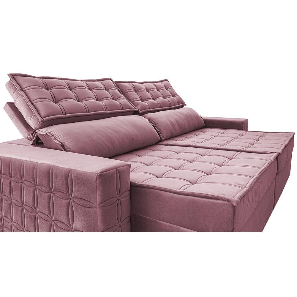 Sofá Retrátil e Reclinável 2,35m Cama inBox Big Star com SoftGel D40 Velupluma Rose - 4