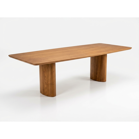 Mesa de Jantar Design Contemporâneo Tampo Borda Arredondada e Pés Curvos Cilíndricos 90x160cm