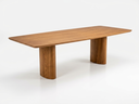 Ver imagem 1 de Mesa de Jantar Design Contemporâneo Tampo Borda Arredondada e Pés Curvos Cilíndricos 90x160cm