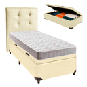 Ver imagem 1 de Conjunto Cama Box Bau Bege Solteiro + Colchão D23 D23 Inducol + Cabeceira