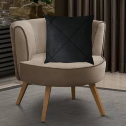Kit 2 Capas para Almofada Drapeada em Veludo Quadrada 60x60 Preto e Bege - 2