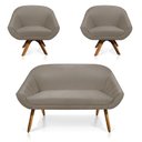 Ver imagem 1 de Kit 01 Namoradeira 02 Lugares e 02 Poltronas Giratória Giovana Suede Base Madeira MM30 - D’Rossi - M