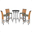 Ver imagem 1 de Mesa Bistrô e 4 Banquetas Roma Preta Corda Náutica Estofado 5 Trama Original