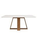 Ver imagem 3 de Mesa de Jantar Retangular Tampo Chanfrado Curvo 160x90 Dj Móveis Kiara Freijó Tampo Off White