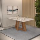 Ver imagem 2 de Mesa de Jantar Retangular Tampo Chanfrado Curvo 160x90 Dj Móveis Kiara Freijó Tampo Off White