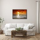 Ver imagem 1 de Quadro Decorativo Paisagem Pôr do Sol na Praia com 1 Tela 60x90cm para Escritório Banheiro Com Vidro