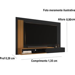 Painel até 55 Polegadas com Porta Mateus Cor Preto / Nature - Comprar Moveis em Casa - 3