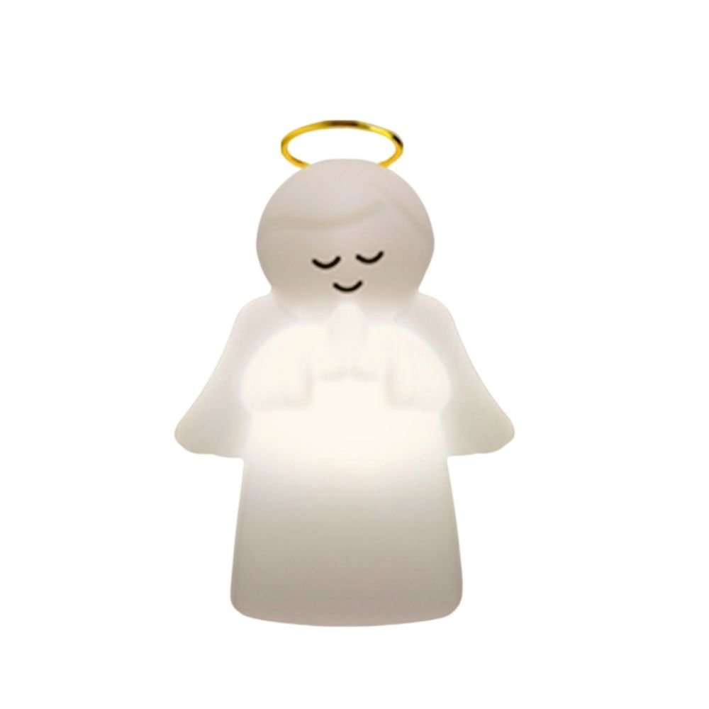 Luminária Abajur Mesa Quarto Infantil Anjo da Guarda Anjinho Auréola Branco Bivolt