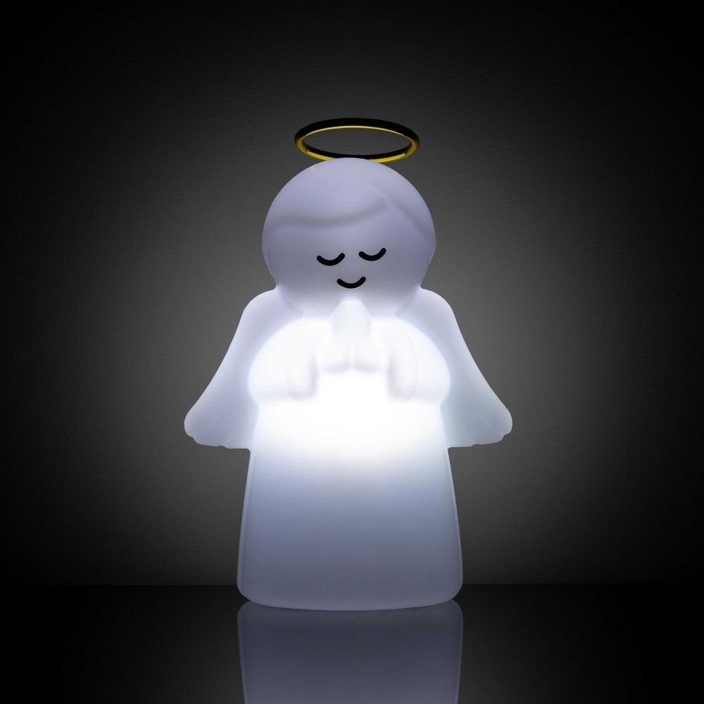 Luminária Abajur Mesa Quarto Infantil Anjo da Guarda Anjinho Auréola Branco Bivolt - 4