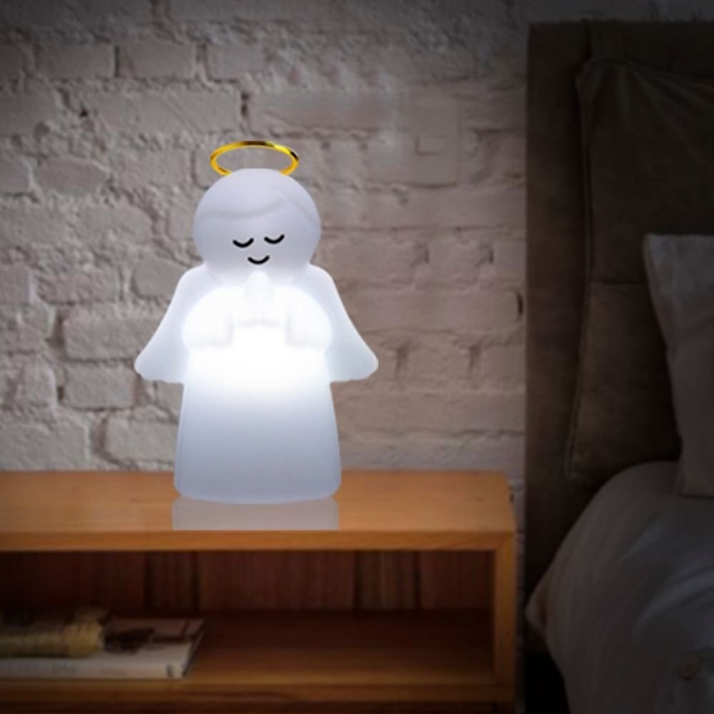Luminária Abajur Mesa Quarto Infantil Anjo da Guarda Anjinho Auréola Branco Bivolt - 5