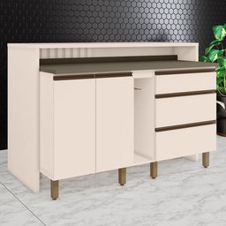 Kit Ilha Gourmet Connect com Balcões 60cm e Porta Toalha Off White - Móveis Henn - 2
