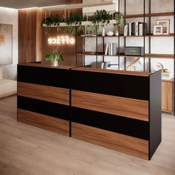 Balcões para Recepção Atendimento Escritório 240 Cm F5 Cor:nogal com Preto - 2