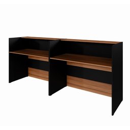 Balcões para Recepção Atendimento Escritório 240 Cm F5 Cor:nogal com Preto - 3