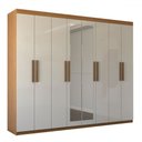 Ver imagem 3 de Guarda-roupa Casal Nirvana Plus 8 Portas 4 gavetas com Espelho Cinamomo/branco - Panorama Móveis