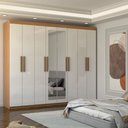 Ver imagem 1 de Guarda-roupa Casal Nirvana Plus 8 Portas 4 gavetas com Espelho Cinamomo/branco - Panorama Móveis