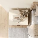 Ver imagem 3 de Mesa de Cabeceira 2 Gavetas Santorini MDF Off White 60cm com Pés em Madeira Maciça