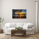 Ver imagem 2 de Quadro Decorativo Paisagem Lago com Árvores e Pôr do Sol com 1 Tela 60x90cm para Sala Quarto Sem Vidro