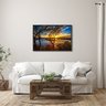 Quadro Decorativo Paisagem Lago com Árvores e Pôr do Sol com 1 Tela 60x90cm para Sala Quarto Com Vidro - 1