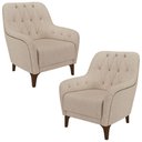 Ver imagem 2 de Kit 2 Poltronas Decorativas Pés em Madeira Petra Linho Cru