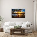 Ver imagem 2 de Quadro Decorativo Paisagem Lago com Árvores e Pôr do Sol com 1 Tela 60x90cm para Sala Quarto Sem Vidro