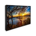 Ver imagem 1 de Quadro Decorativo Paisagem Lago com Árvores e Pôr do Sol com 1 Tela 60x90cm para Sala Quarto Sem Vidro