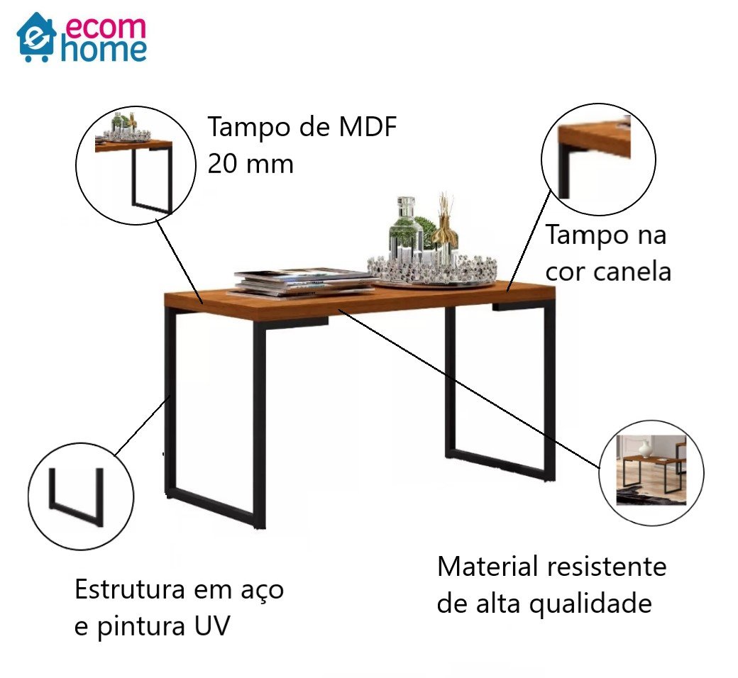 Mesa de Centro Estilo Industrial Sala Decorativa para Recepção Escritório - 5