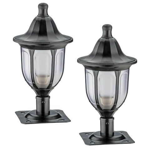 Kit 2 Balizadores de Jardim Chão Muro 31cm Termoplástico Preto Clássico Modena Dital