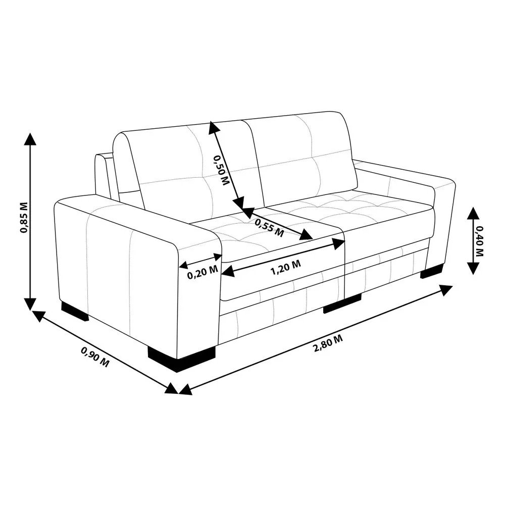 Sofá Decorativo Monblanc 04 Lugares Bipartido Couro Mel 280cm Pés de Madeira-touro e Cia Monblanc Me - 6