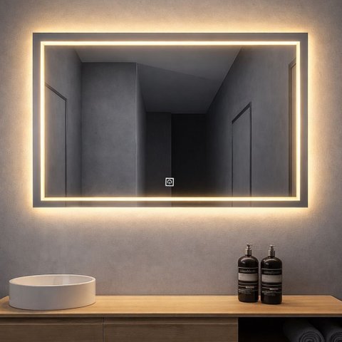 Espelho de LED Touch Retangular com 3 Cores de Luz 60x80 cm