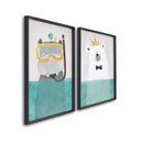 Ver imagem 1 de Quadro Decorativo Diversão no Fundo do Mar Infantil com 2 Telas 60x90cm para Quarto Sala Sem Vidro