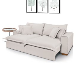 Sofá Retrátil Reclinável Verona com Molas Ensacadas no Assento Tecido Linho Cru 2,50m - 2