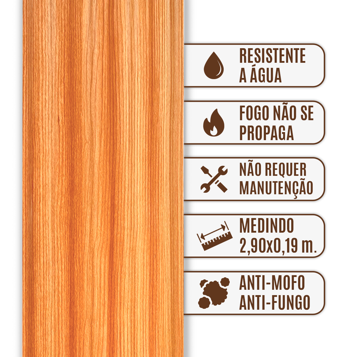 Painel Ripado Cor: Freijó de Uso Interno em Wpc Soft 2,90m X 19cm - 6