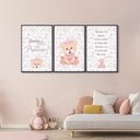 Ver imagem 1 de Quadro Infantil Decorativo Sonhe Alto Princesa com 3 Telas 60x90cm para Quarto Sala Brinquedoteca Com Vidro
